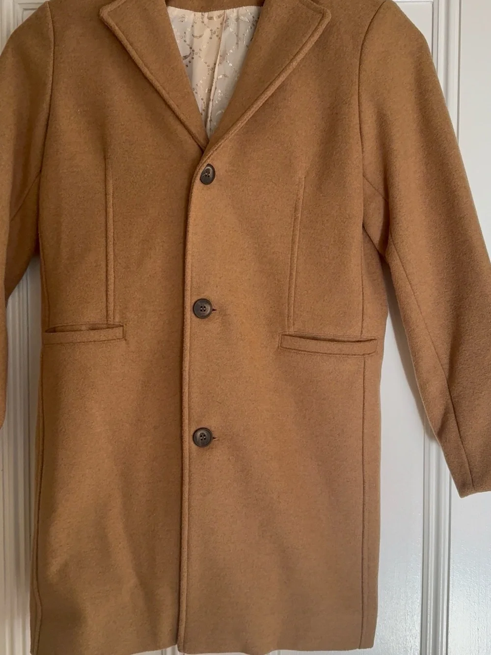 Beautiful Boy's Camel Wool-Blend Overcoat